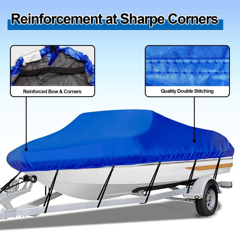 iCOVER Trailerable Boat Cover- 20'-23' Heavy Duty Waterproof Tarp Covers with Storage Bag, Fits V-Hull, Fish&Ski, Pro-Style, Fishing, Runabout, Bass Boats, up to 20ft-23ft Long X 100" Wide - Image 5